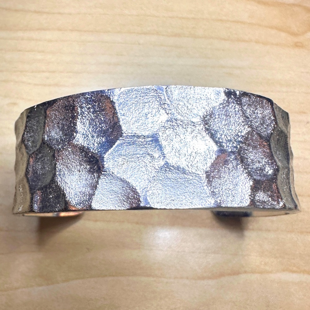Silver Hammered Rustic Cuff Brand Bracelet